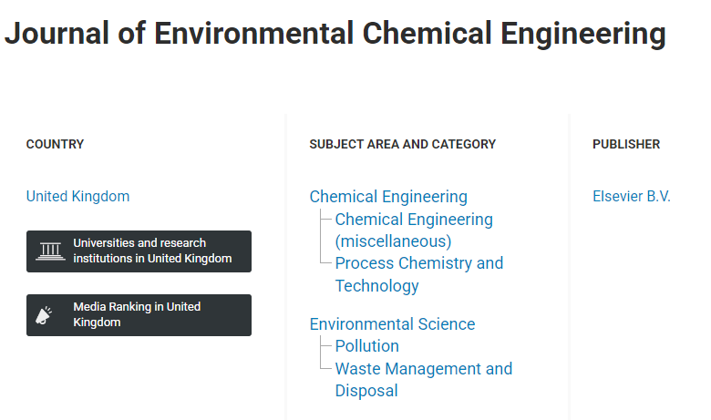 Journal of Environmental Chemical EngineeringڿB